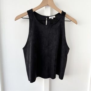 WILFRED black Octave faux suede crop tank